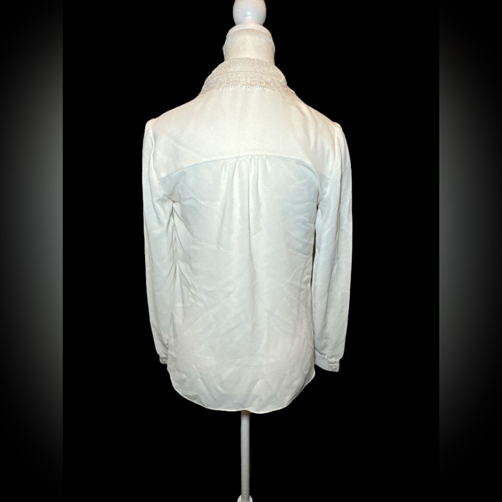 Reiss Cream Lace Collar Long-Sleeve Blouse - Picture 7 of 12